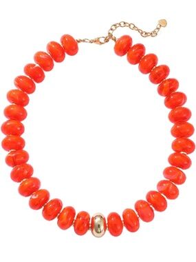 Hot Orange Beaded Necklace